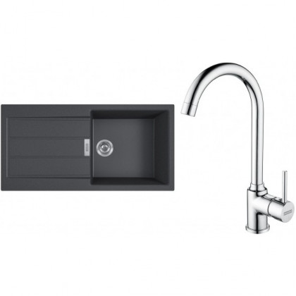 FRANKE Ensemble T108Č S2D 611-100 noir + FP 9000.031