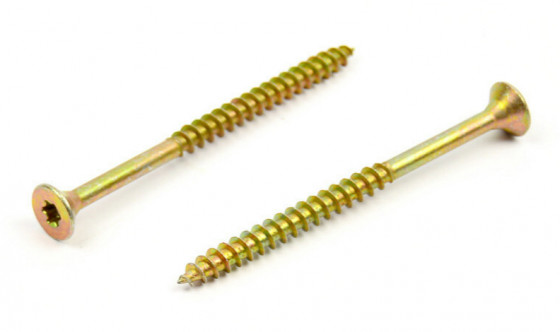 Vis a bois TX 6x100/60 tete fraisée zinc jaune T30, filetage partiel