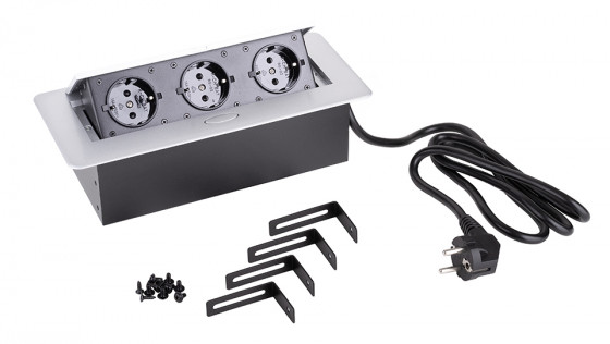 StrongPower Prise électrique 3x 230V, Schuko, argent StrongPower Prise électrique 3x 230V, Schuko, argent