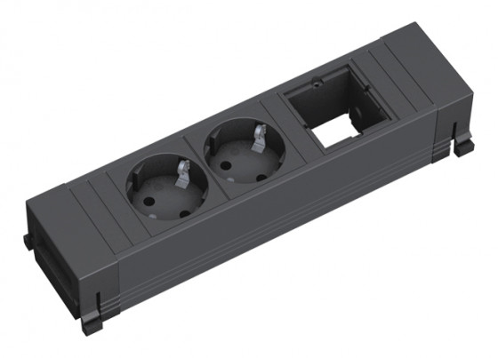 BACHMANN 916.060 unité a tiroirs 2x230V+1x libre, Schuko, noir