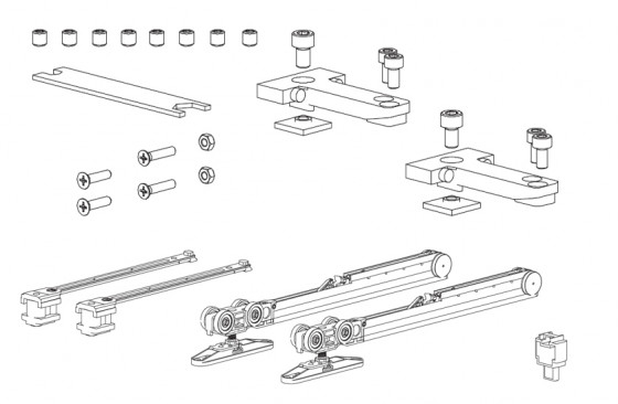 TERNO Vetro 40 Drag ensemble de ferrures pour porte intermédiaire en verre 80kg TERNO Vetro 40 Drag ensemble de ferrures pour porte intermédiaire en verre 80kg
