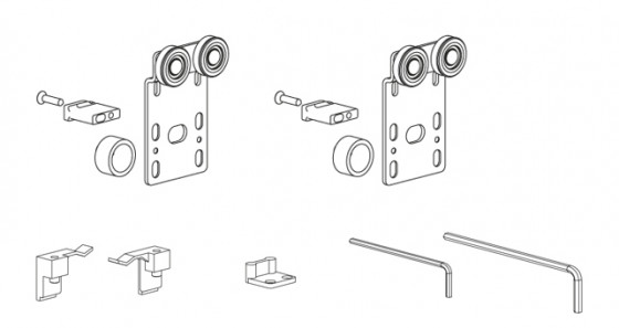TERNO kit de quincaillerie pour portes coulissantes K.1295.2.7.4, 1 porte, 50kg