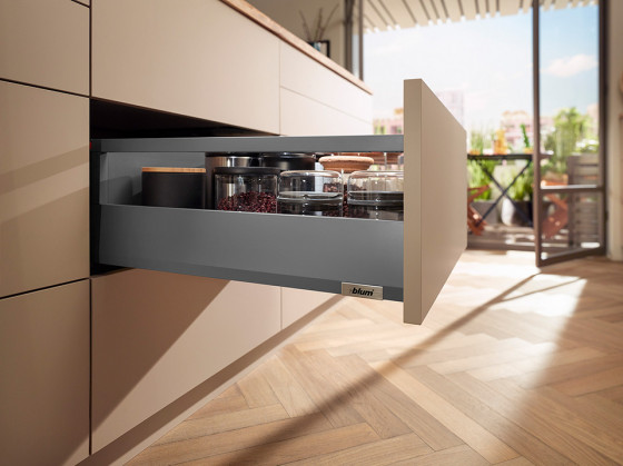 BLUM ensemble Merivobox, tiroir E reling, 450mm/40kg, gris foncé OG