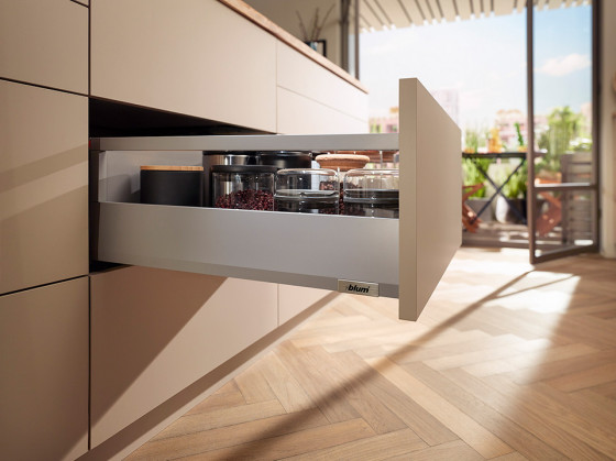 BLUM ensemble Merivobox, tiroir E reling, 500mm/40kg, gris clair IG