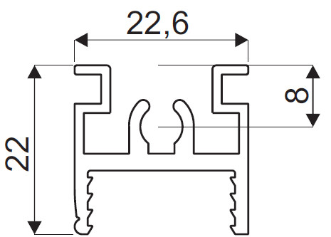 SEVROLL 05792 GM 18 rail de guidage supérieur 1,7m argent