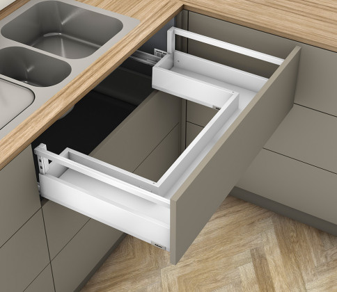K-BLUM Merivobox, tiroir E reling 600mm/40kg, blanc, Inserta, évier