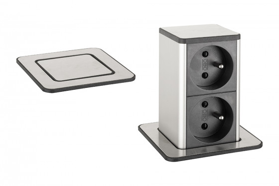 StrongPower PowerUp tiroir, 2x230V, française, inox StrongPower PowerUp tiroir, 2x230V, française, inox