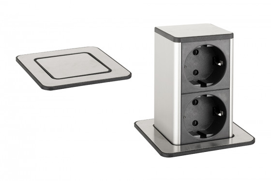 StrongPower PowerUp tiroir, 2x230V, Schuko, inox StrongPower PowerUp tiroir, 2x230V, Schuko, inox