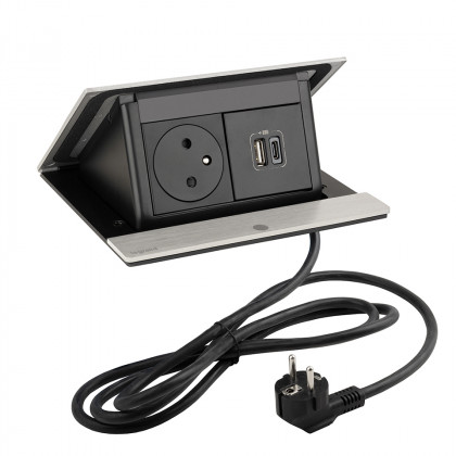 LEGRAND prise électrique PopUp, 1x 230V FR, 1x USB A+C, alu brossé LEGRAND prise électrique PopUp, 1x 230V FR, 1x USB A+C, alu brossé