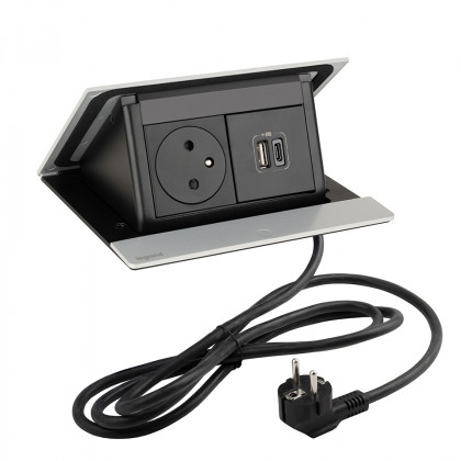LEGRAND prise électrique PopUp, 1x 230V FR, 1x USB A+C, alu elox LEGRAND prise électrique PopUp, 1x 230V FR, 1x USB A+C, alu elox