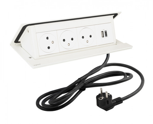 LEGRAND prise électrique PopUp, 3x 230V Fr, 1x USB A+C, blanc mat LEGRAND prise électrique PopUp, 3x 230V Fr, 1x USB A+C, blanc mat