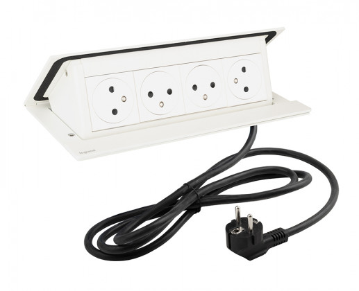 LEGRAND prise électrique PopUp, 4x 230V France, blanc mat