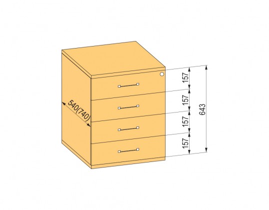 K-BBP conteneur 540mm type 8/V 2 tiroirs coulissant partielle métal freinage