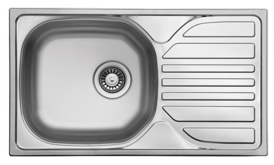 StrongSinks S1 Évier inox satiné 760x435, avec égouttoir, montage dessus