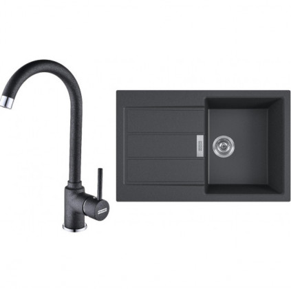 FRANKE ensemble T84Č S2D 611-78 noir + FP 9000.071 onyx