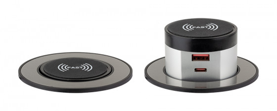 StrongPower PowerUp chargeur USB A+C + charge sans fil 10W, imitation inox