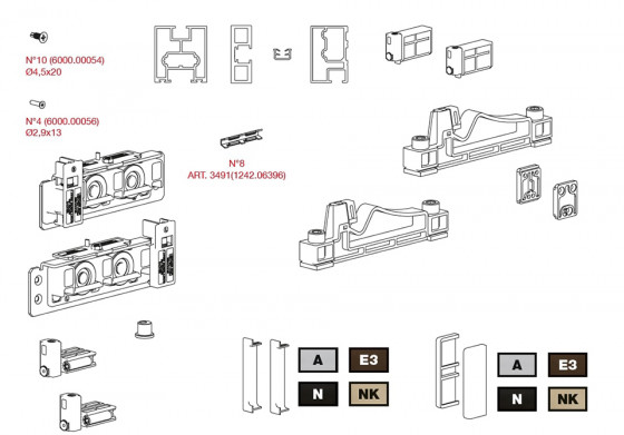 TERNO Diva Fluid Frame ensemble pour cadre porte 80kg 1200/2600, 2x frein, argen