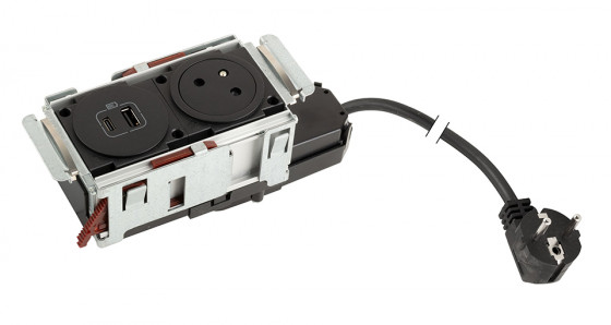 LEGRAND DisqIn 1x230, 1x USB A+C, noir