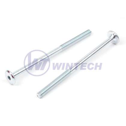 Vis meuble de liaison M6x90 zinc blanc tete plate 15mm