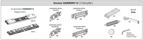 SEVROLL 05886 Harmony II ensemble de ferrures pour 2 portes 1650-2050mm,16-45mm,