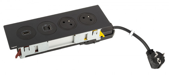 K- LEGRAND prise électrique Disq´In 2x 230V FR + 1x USB A+C, HDMI, noir/noir K- LEGRAND prise électrique Disq´In 2x 230V FR + 1x USB A+C, HDMI, noir/noir