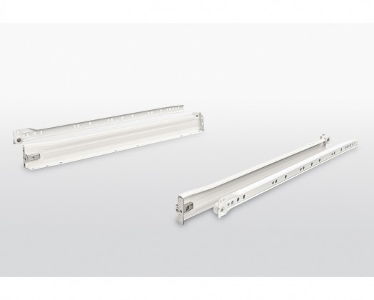 FGV tiroir, glissiere a rouleaux avec côtés, H53/400mm/25kg, blanc