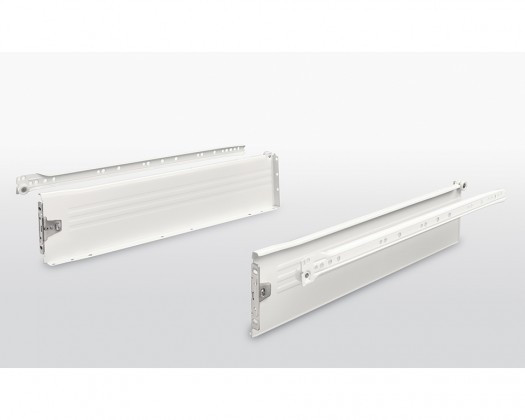 FGV tiroir, glissiere a rouleaux avec côtés, H117/450mm/25kg, blanc