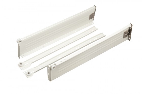 FGV tiroir, glissiere a rouleaux avec côtés, H85/550mm/25kg, blanc