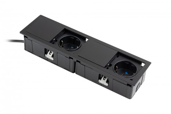 VersaHit Mono combi prise électrique 2x230V, Schuko, noir mat VersaHit Mono combi prise électrique 2x230V, Schuko, noir mat