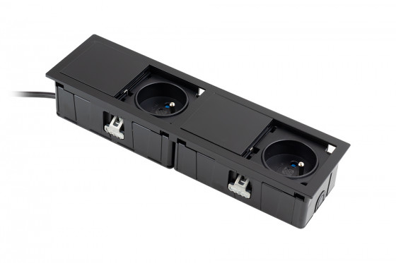 VersaHit Mono combi prise électrique 2x230V, française, noir mat VersaHit Mono combi prise électrique 2x230V, française, noir mat