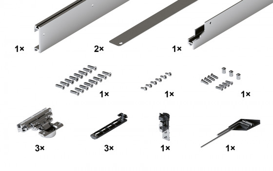 HAWA 30994 Concepta III 25 dans boîtier ensemble de base gauche, h 1200 - 2200mm