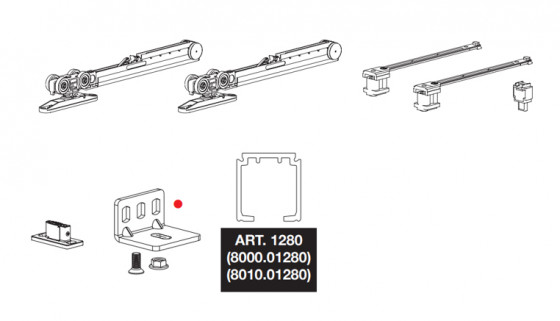 TERNO Step kit de quincaillerie pour portes coulissantes 30-80kg, 2x amortisseur