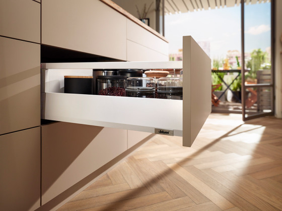 K-BLUM Merivobox tiroir E reling 350mm/40kg, blanc, vis a bois