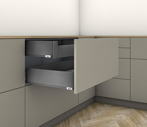 K-BLUM Merivobox, tiroir K 350mm/40kg, gris foncé OG, interne K-BLUM Merivobox, tiroir K 350mm/40kg, gris foncé OG, interne