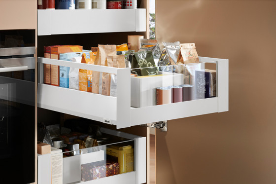 K-BLUM Merivobox, tiroir E reling 600mm/40kg, blanc, intérieur, verre