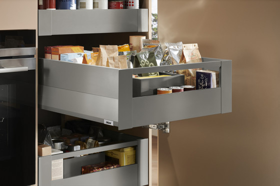 K-BLUM Merivobox, tiroir E boxcap 350mm/40kg, gris clair IG, int., reling