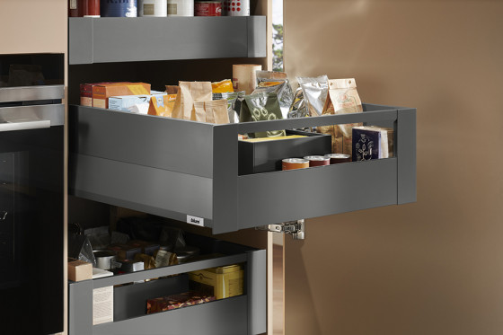 K-BLUM Merivobox, tiroir E boxcap 350mm/40kg, reling, gris foncé OG, int