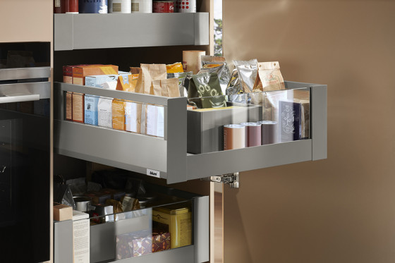 K-BLUM Merivobox E 550 mm, 70 kg, indium gris, int., verre