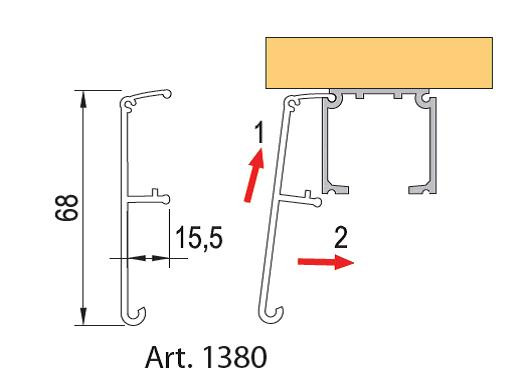 TERNO porte coulissante intérieure 40-160kg profil de couverture 1380/N/S 6m noi