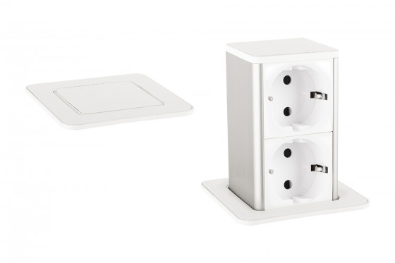 StrongPower PowerUp tiroir, 2x230V, blanc, Schuko