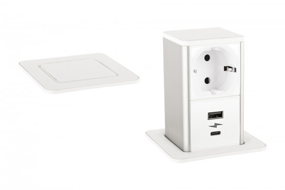 StrongPower PowerUp tiroir, 1x230V, USB A/C chargeur, blanc, Schuko