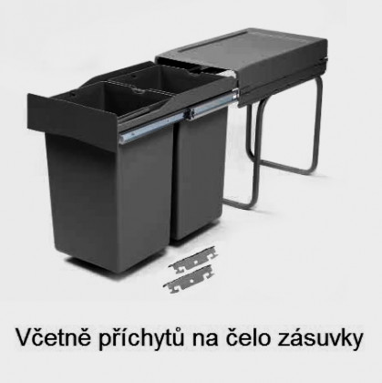GOLLINUCCI Sorter Linea 222DM pour porte 300mm 2x14l anthracite GOLLINUCCI Sorter Linea 222DM pour porte 300mm 2x14l anthracite