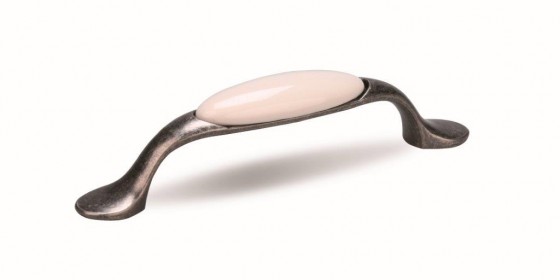 TULIP Poignée Gipa 96 nickel foncé/porcelaine blanche + vis