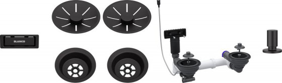 BLANCO 207442 Accessoires ensemble de vidage 2x3,5 InFino avec tige noir mat