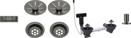 BLANCO 207444 Accessoires ensemble de vidage 2x3,5 InFino avec tirette Satin Dar