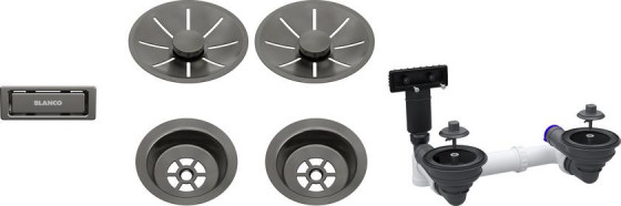 BLANCO 207440 accessoires ensemble de vidage 2x3,5 InFino Satin Dark Steel