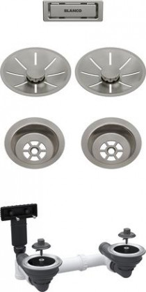 BLANCO 207441 accessoires ensemble de vidage 2x3,5 InFino Satin Platinum