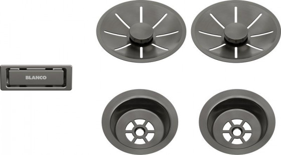 BLANCO 206901 Ensemble de vidage avec trop-plein évier double Satin Dark Steel