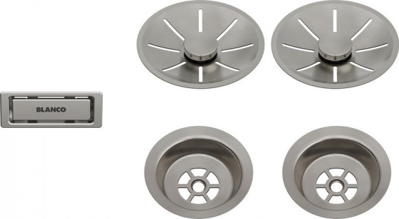 BLANCO 207410 Accessoires ensemble de vidage avec trop-plein évier double Satin
