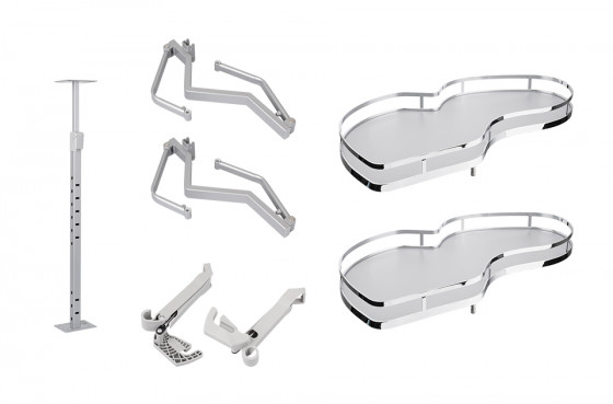 StrongWire étageres d'angle amorties classic 450mm G - fond gris/reling chrome